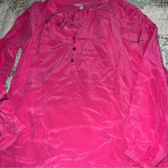 Lily Pulitzer Vibrant Pink Long Sleeve Blouse - Picture 1 of 7